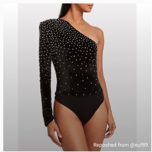 Retrofete One Shoulder Velvet Body Suit